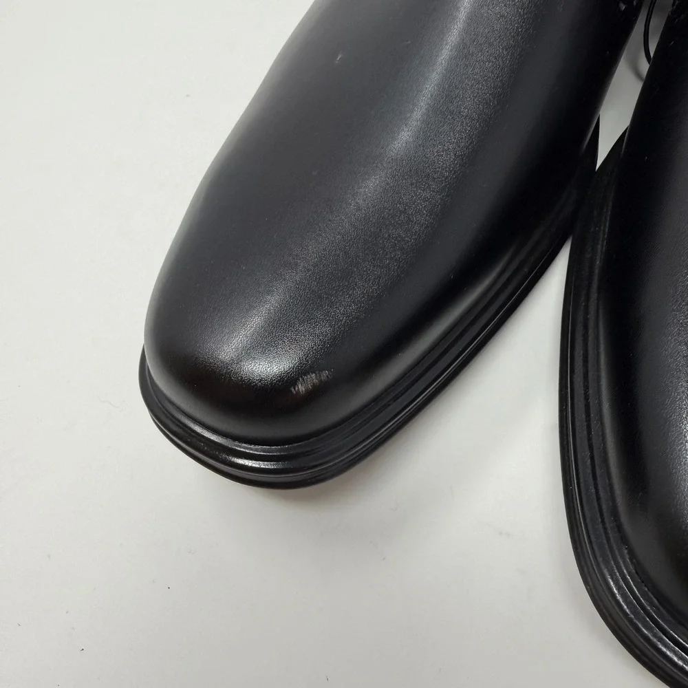 Perry Ellis Portfolio Adan Black Plain Toe Derby Dress Shoes Men's 9.5 MED NEW